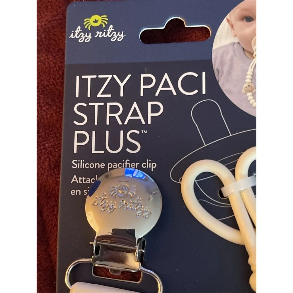 2 - Itzy Ritzy Paci Strap + Silicone Pacifier Clip, Bear Clip, No Paci Included